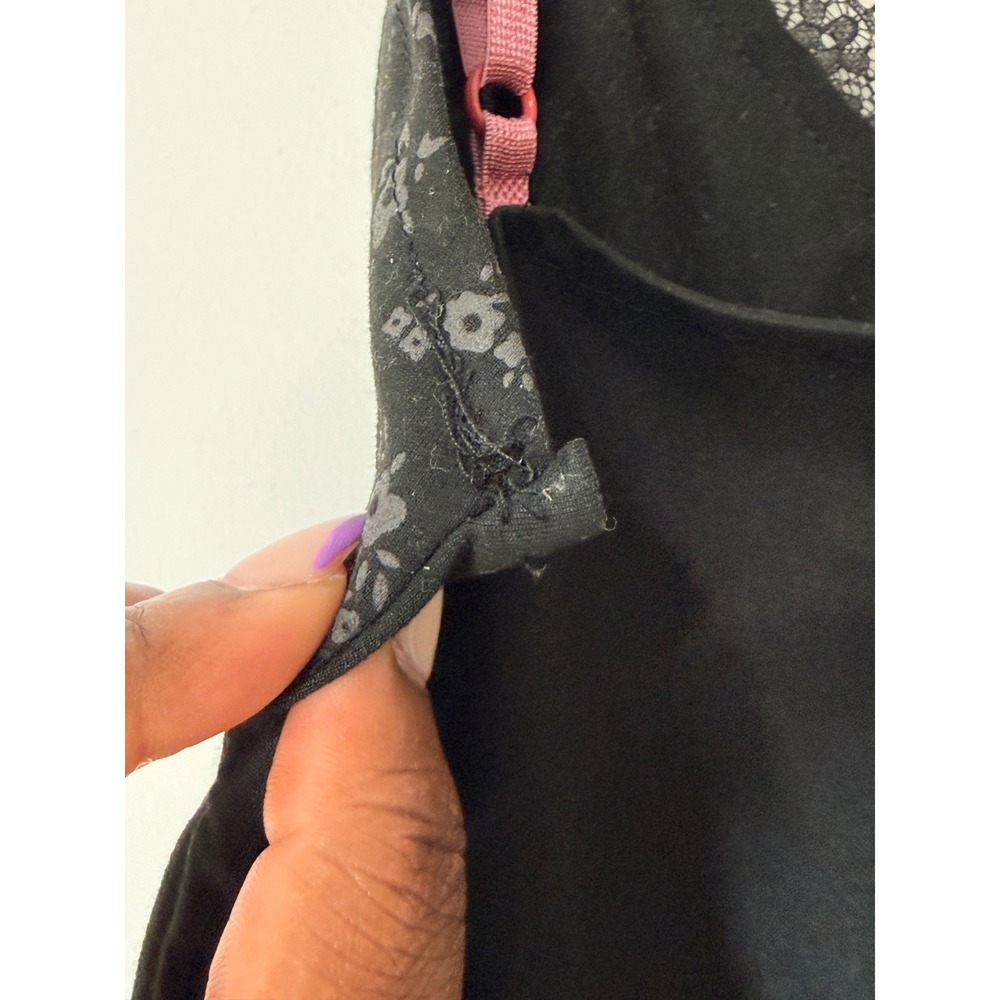 Women's Lace Trim Tank Top Black Bow Floral Babydoll Coquette Whimsigoth Small - Picture 8 of 14